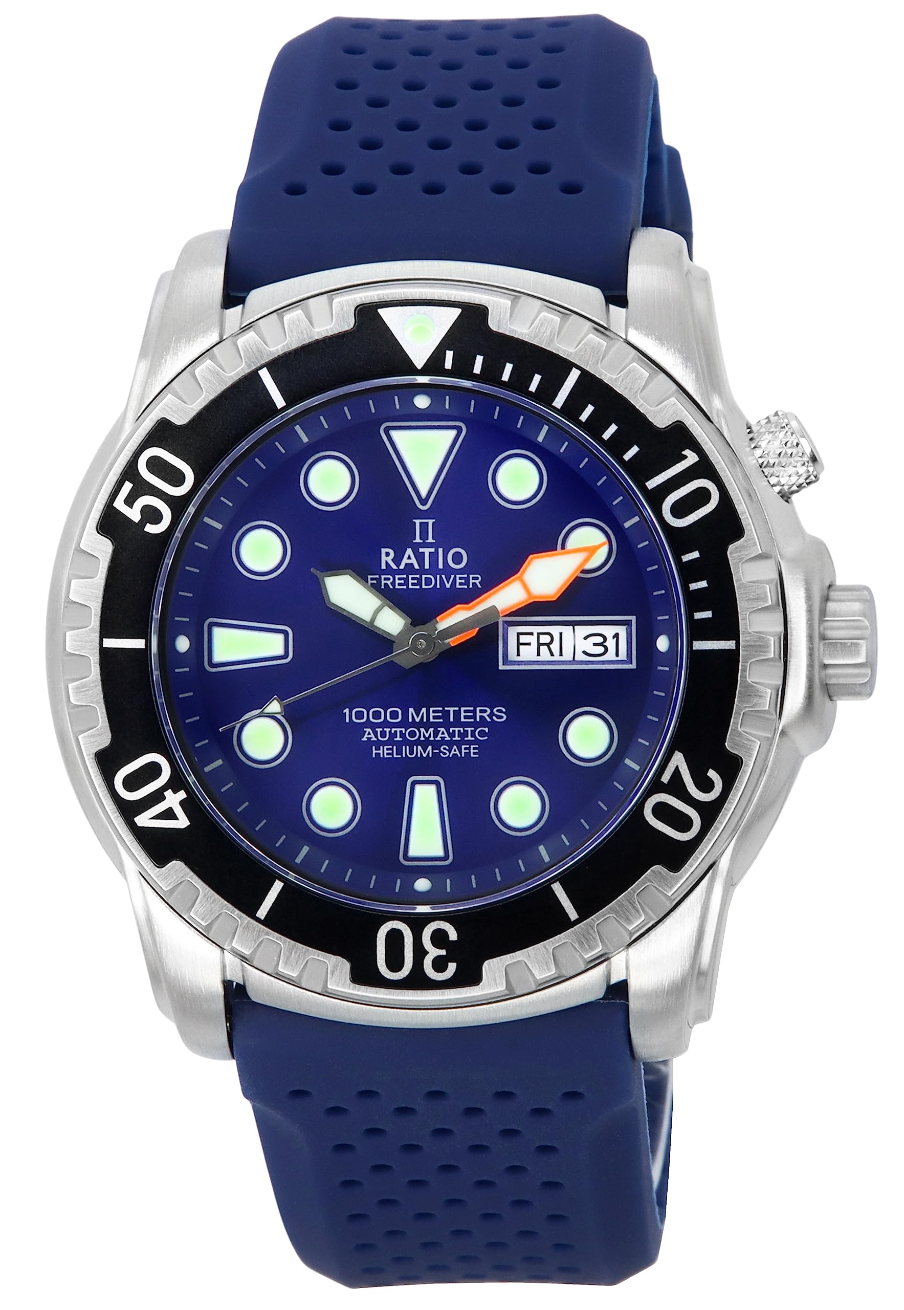 RATIOFreeDiver Helium-Safe Dive Watch Sapphire Crystal Automatic Diver Watch 1000M Water Resistant Diving Watch for Men