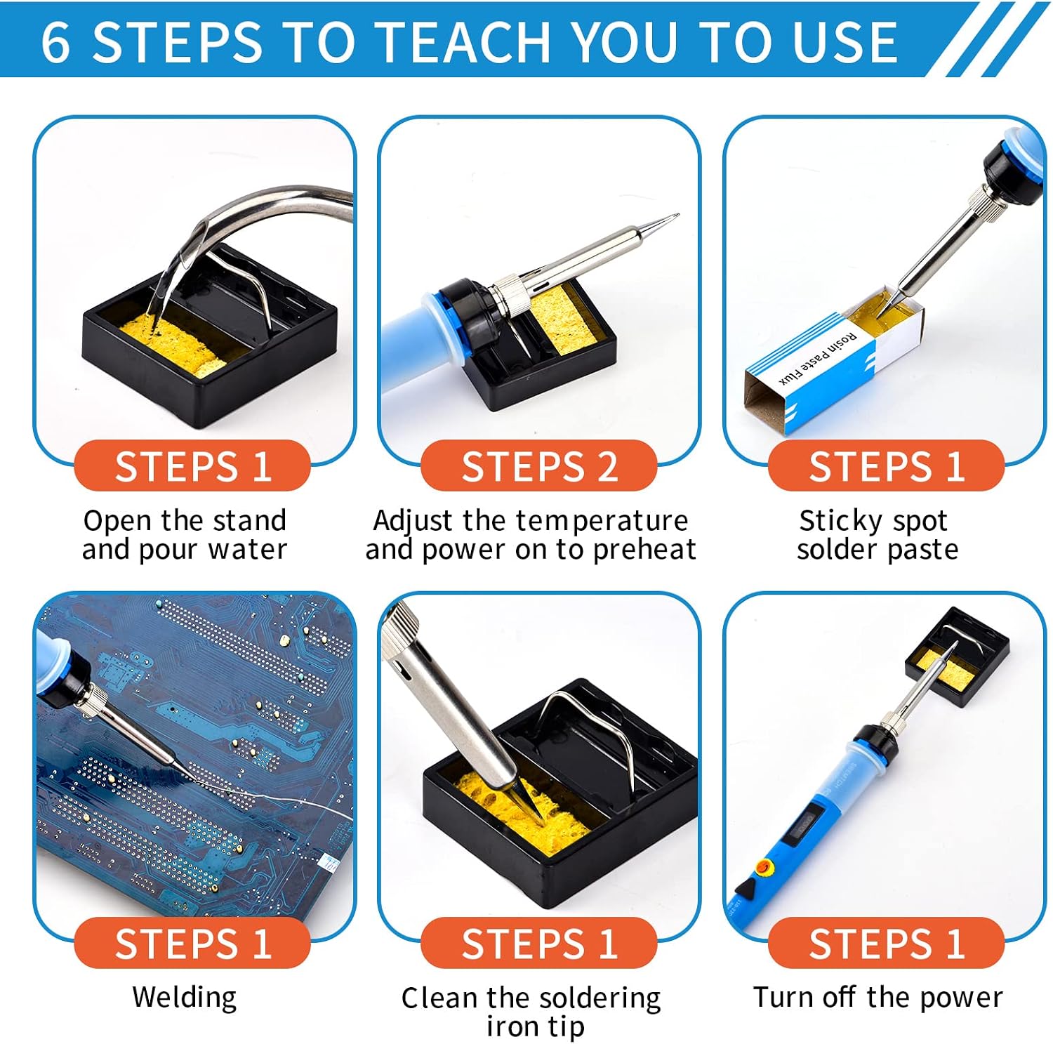 Electronics Soldering Iron Kit - 80W Digital LCD Solder Gun with ON/OFF Switch Adjustable Temperature Controlled and Fast Heating Thermostatic Design Welding Tools for DIY Welding Circuit Board