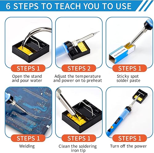 Miniatura 4 de Kit de soldador pistola de soldadura de 80 W kit de soldador 9 en 1 con pantalla LCD temperatura ajustable de 200 a 8420F