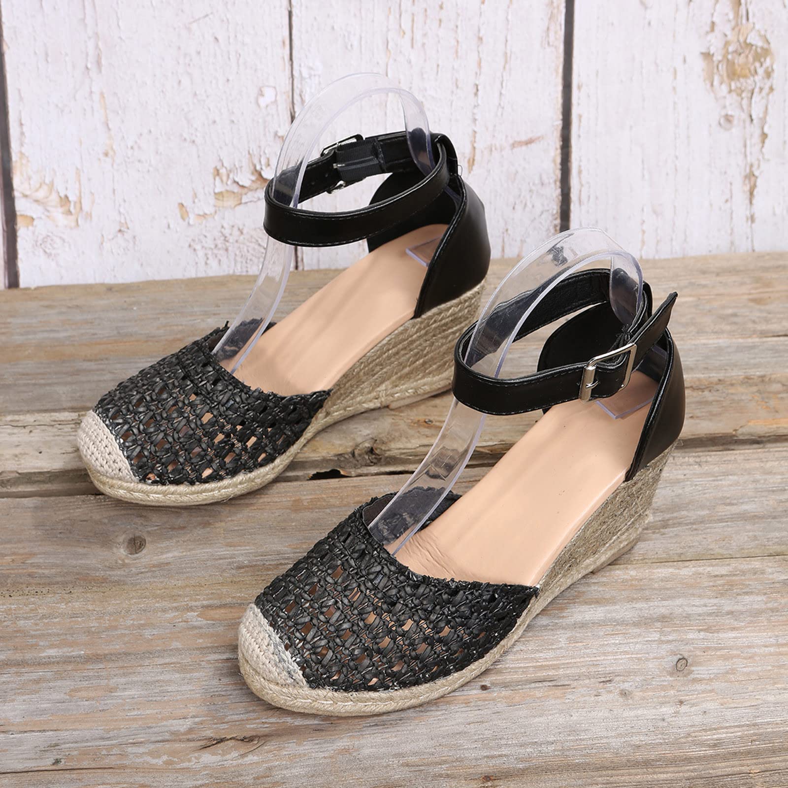 Sandali Mare Donna Scarpe Basse Eleganti Strap Zeppe Scarpe Tessuto Comodo Sandali Estivi Spiaggia Donna Punta Traspirante Fibbia da Bassi Basse Eleganti