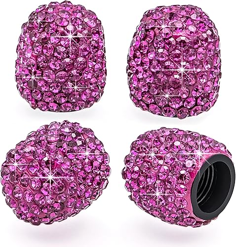 Vista 61 de 4 tapas de válvula de vástago de neumático con diamantes de cristal brillante, a prueba de polvo, tapas universales para válvulas de neumáticos