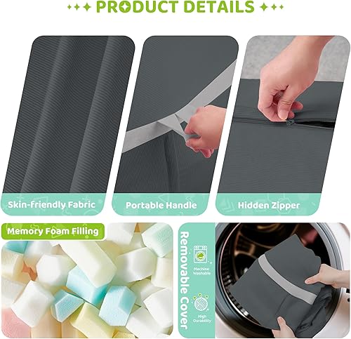 Miniatura 181 de HABUTWAY Puf gigante de 2 pies para adultos, con relleno de espuma viscoelástica, puf grande con funda de terciopelo holandés extraíble para sala de