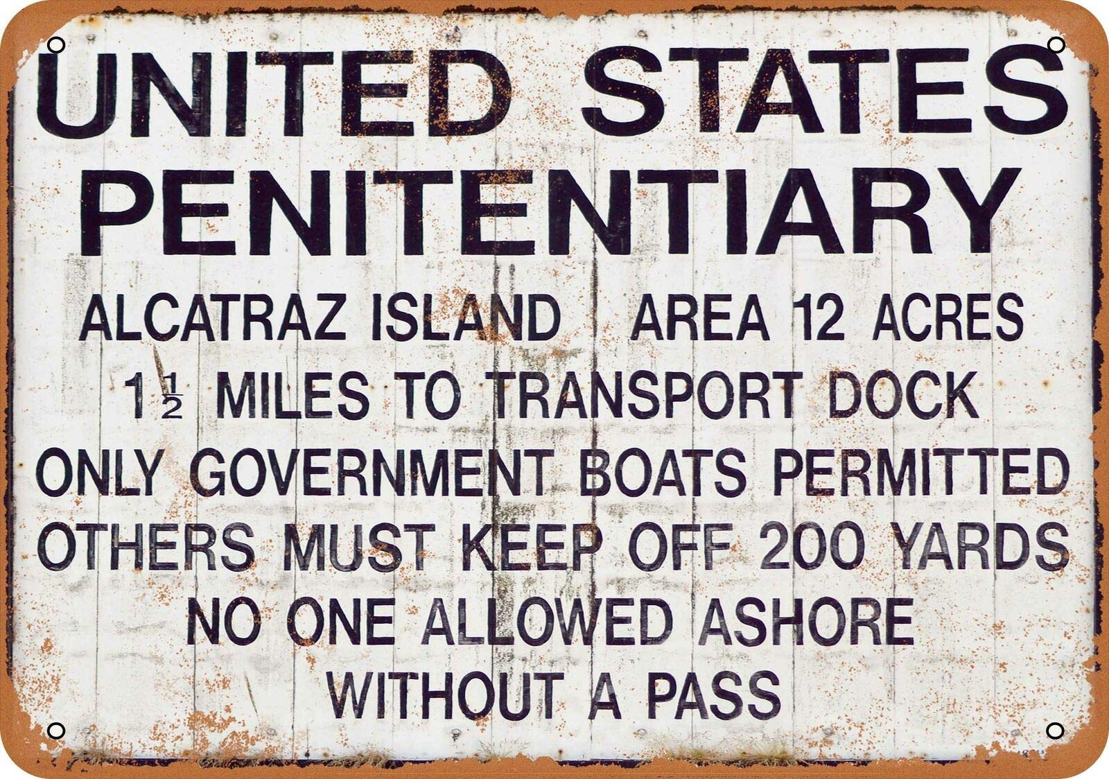 Kueprae A530 Alcatraz Prison - Vintage Look Reproduction Metal Sign 8X12 Inch