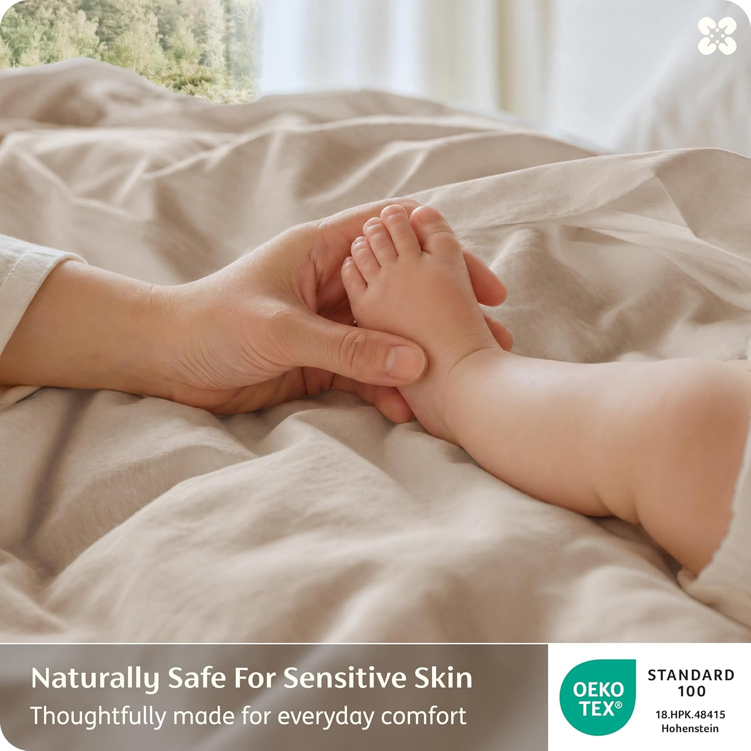 Condition photo showing New/Like New for bedsure 100% organic cotton duvet cover queen size - gots certified, luxury purewoven duvet cover set with zipper, ultra-soft breathable bedding set for home hotel(linen, 90"x90") 2 pillowcases queen (90" x 90") linen (no comforter)