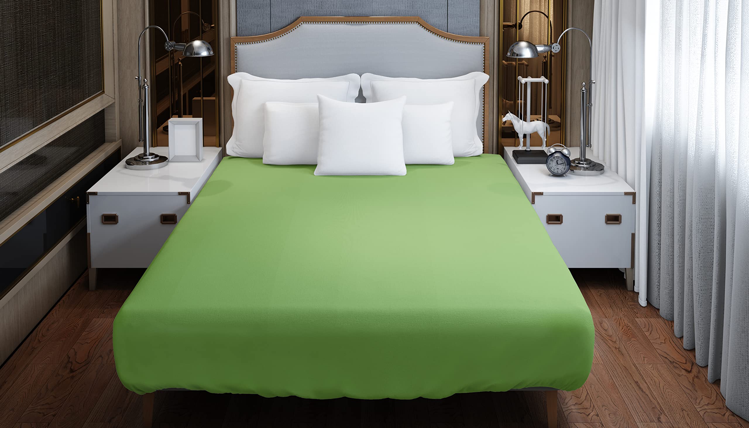 Home Still Fitted Bed Sheet | Super Soft Polycotton & Stretch Micro Knitted Fabric | Washable Soft Flexible & Easy to Tidy Up | Double Size 140x200x30cm Green - Image 4