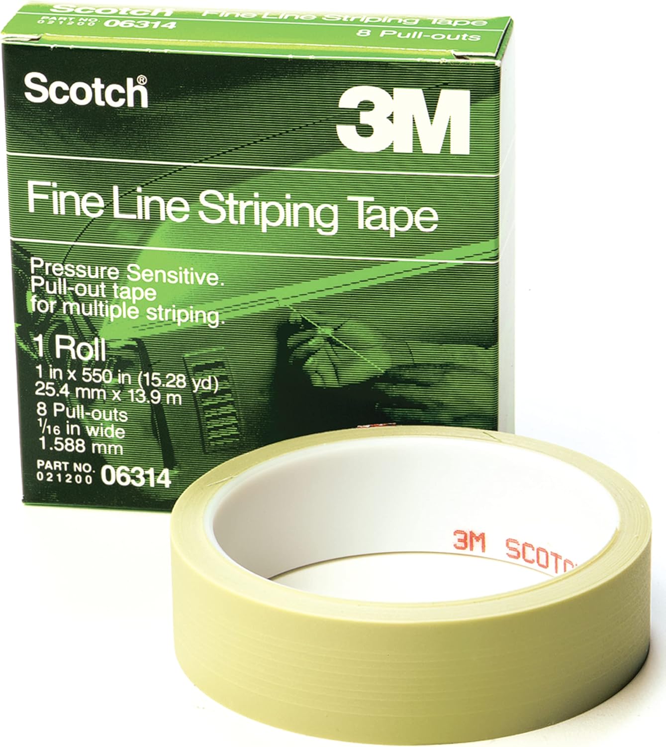 Scotch Fine Line Striping Tape, 8 Pull Outs, 06314, 1 in x 550 in