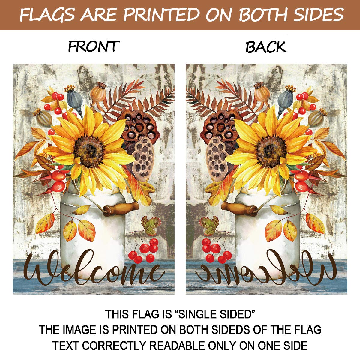 Texupday Herbst Garten-Flagge – Sonnenblumen-Feld Design, 30,5 X 45,7 Cm, Aus Wetterfestem Polyester