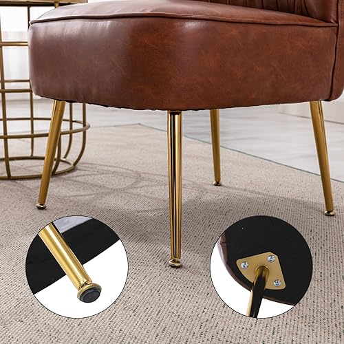 Miniatura 29 de Juego de 2 sillas decorativas de terciopelo, cómodas sillas de sala de estar, sin brazos, sofá individual lateral de mediados de siglo con patas