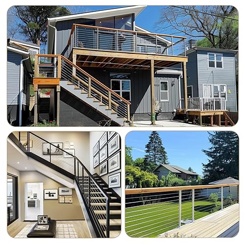 Miniatura 6 de Cuerda de alambre de 316 pulgadas, cable de acero recubierto de PVC de 100 pies, núcleo de hebra de 7 x 7, sistema de barandilla de cable ideal para