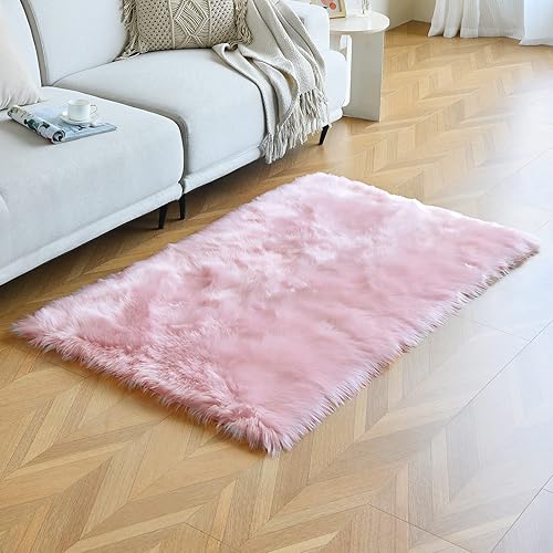 Vista 215 de duduta Tapete redondo de piel de oveja sintética color púrpura de 4 x 4 pies, peludo y mullido, lavable a máquina