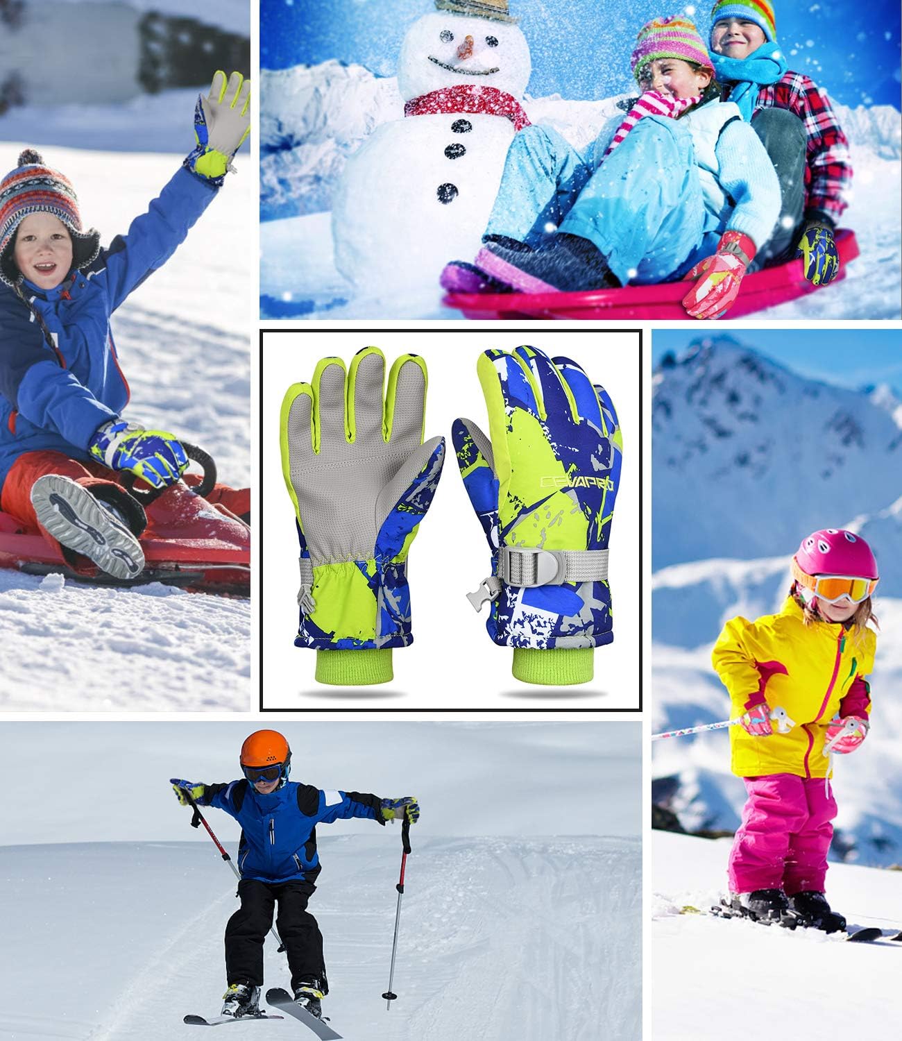 Yobenki Ski Gloves,Winter Waterproof Snow Gloves Non-Slip Breathable Cold Weather Gloves for Mens,Womens, Ladies and Kids Skiing, Snowboarding : Sports & Outdoors