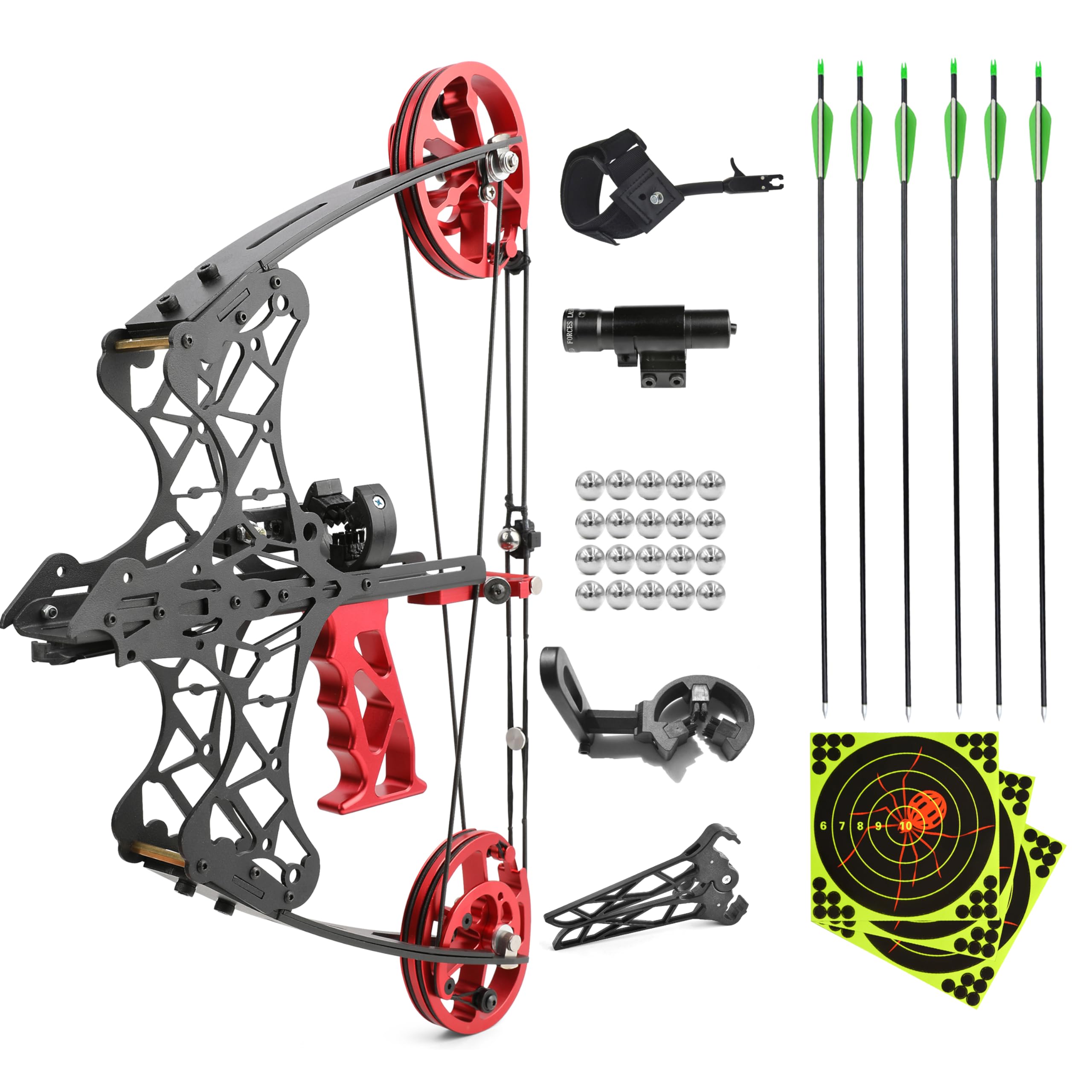 limaityArchery Mini Compound Bow Set 35-38lbs Dual Purpose Compound Bow Compound Bow and Arrow with Steel ball Kit Right and Left Handed Bow for Outdoor Shooting Target Practice