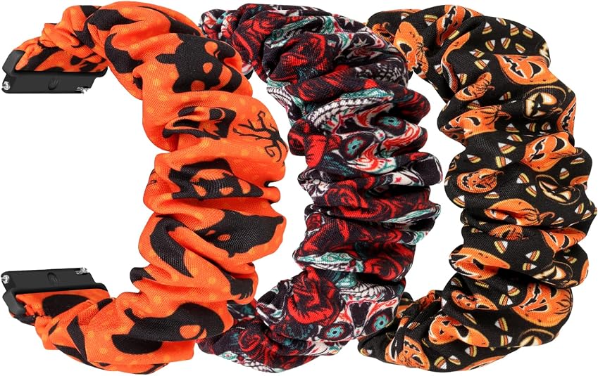 Scrunchies Watch Bands Compatible with 16mm 18mm 19mm 20mm 22mm Quick Release Replacement Wristband, Stretchy Straps Fabric Bands for Men Women