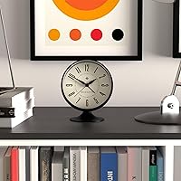 Vista 3 de NEWGATE® Reloj despertador Spheric Diseño retro icónico de cúpula Acabado de goma suave negro Ideal para mesita de noche, escritorio o estante