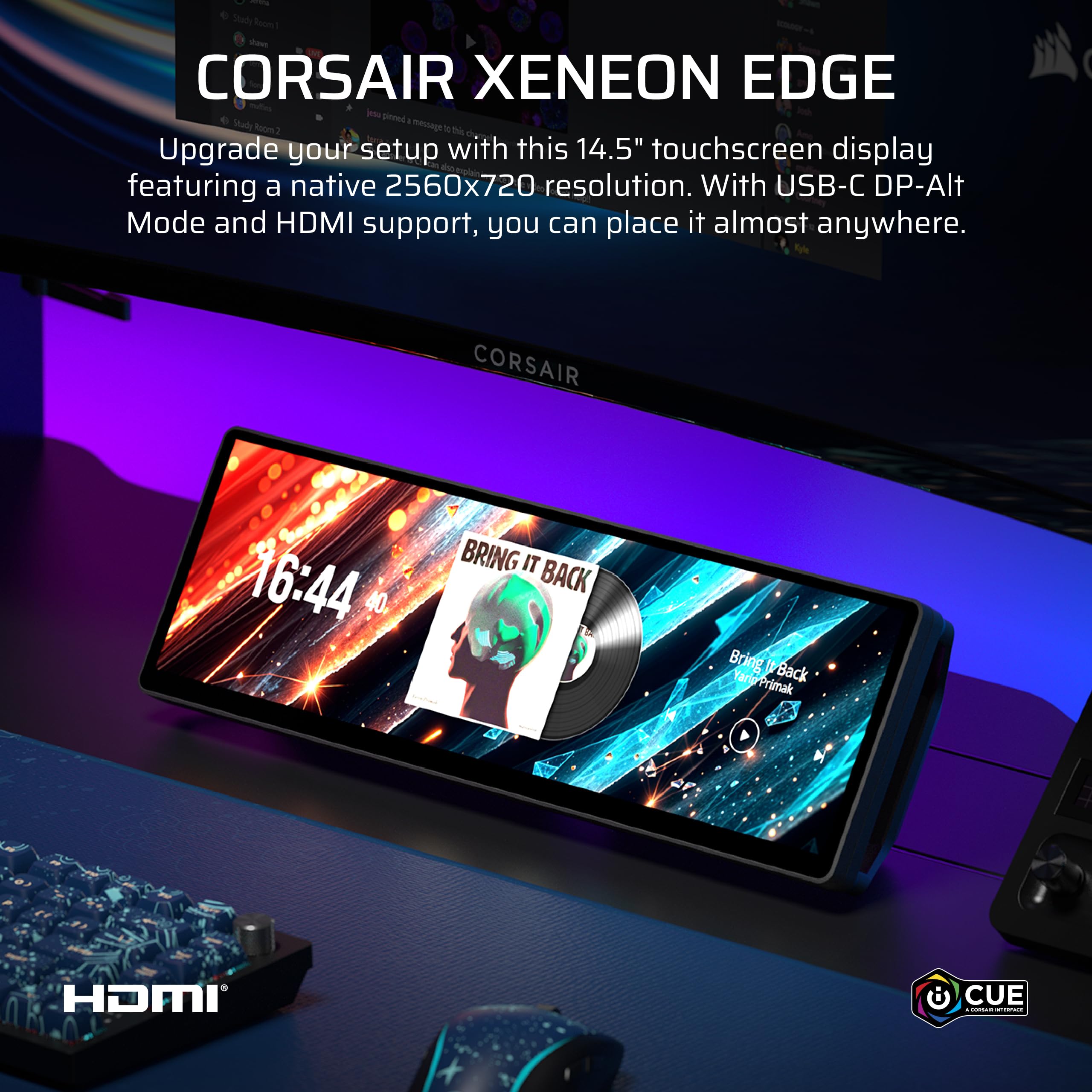 ディスプレイ・モニター本体 Corsair Xeneon Edge Corsair XENEON Edge 14,5 polegadas 2K LCD portátil HDMI USB C AHVA