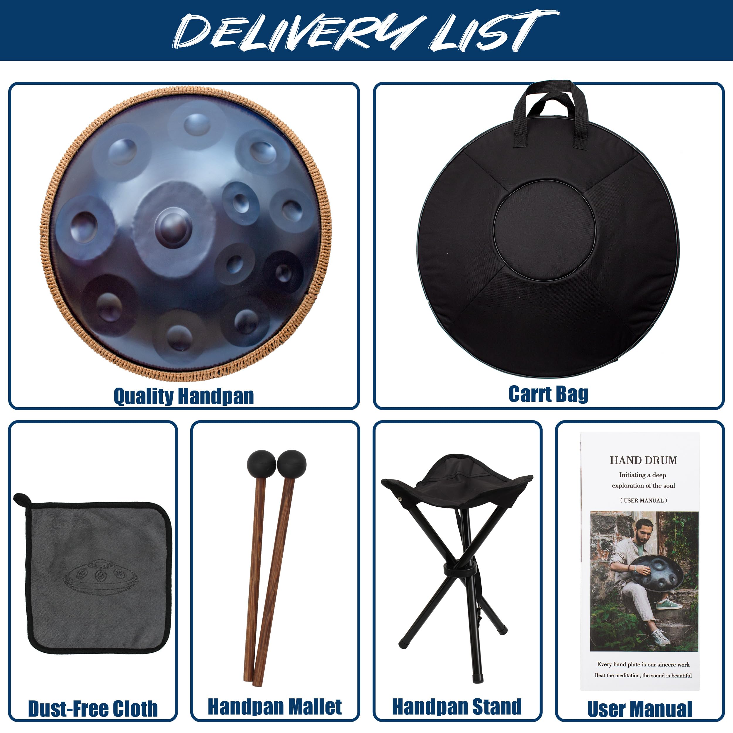 Ręczny bęben 12 tonów 50 cm stalowy bęben w kształcie D-moll 432 HZ Steel Tongue Drum z miękką torbą, harmonijna perkusja do uzdrawiania dźwięku, medytacji, jogi, niebieski