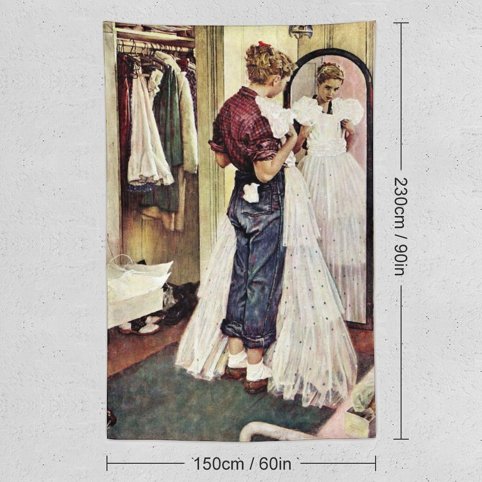 Amazon.com: JU XIANG Norman Rockwell Tapestry,Prom Dress, 1949 Tapestry  Decorative Painting Wall Art Living Room Tapestries Bedroom Prints 60