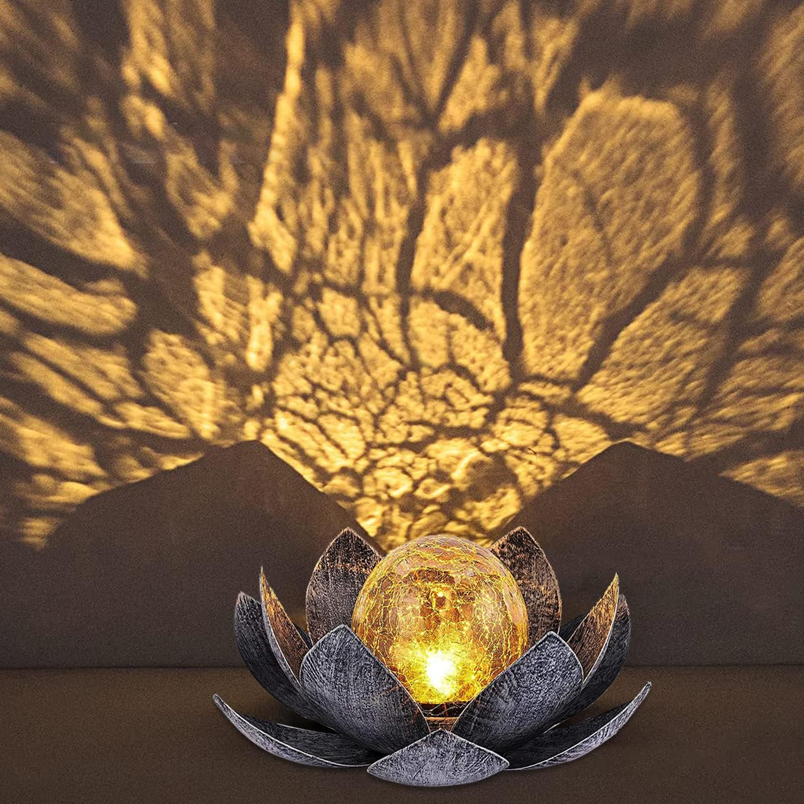 Funmo Solarleuchte für draußen, Lotusblumen Solar Laterne mit hellen warmweißen Lichteffekten, IP44 wasserdichte Garten Solarleuchten für Terrasse, Hof, Rasen, Balkon