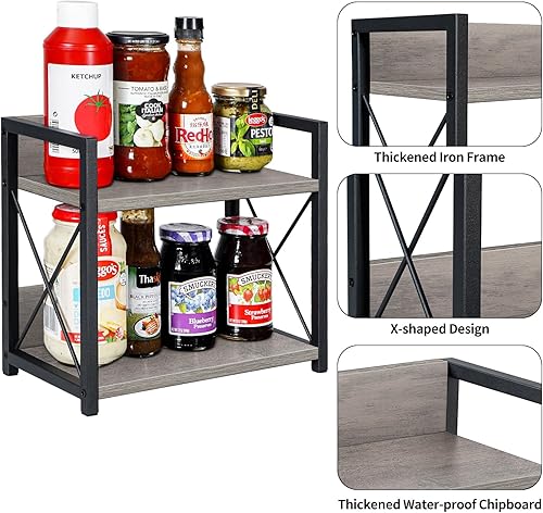 Miniatura 6 de Giikin Organizador de estante de encimera, organizador de especias de cocina de 2 niveles para encimera, organizador de estante de madera para