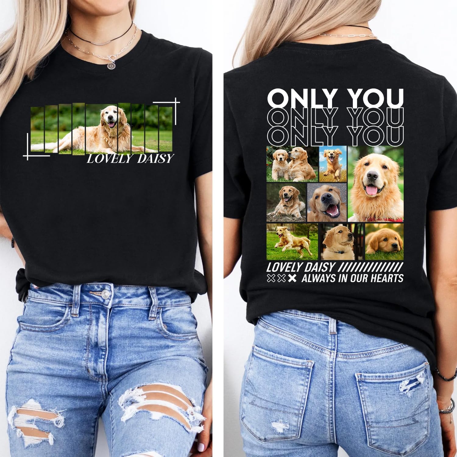 Custom Photo Shirt, Personalized Pictures T-Shirt, Custom Shirt with Face 2 Sided T-Shirts, Dog Photo Shirt, Personal Message - Image 6