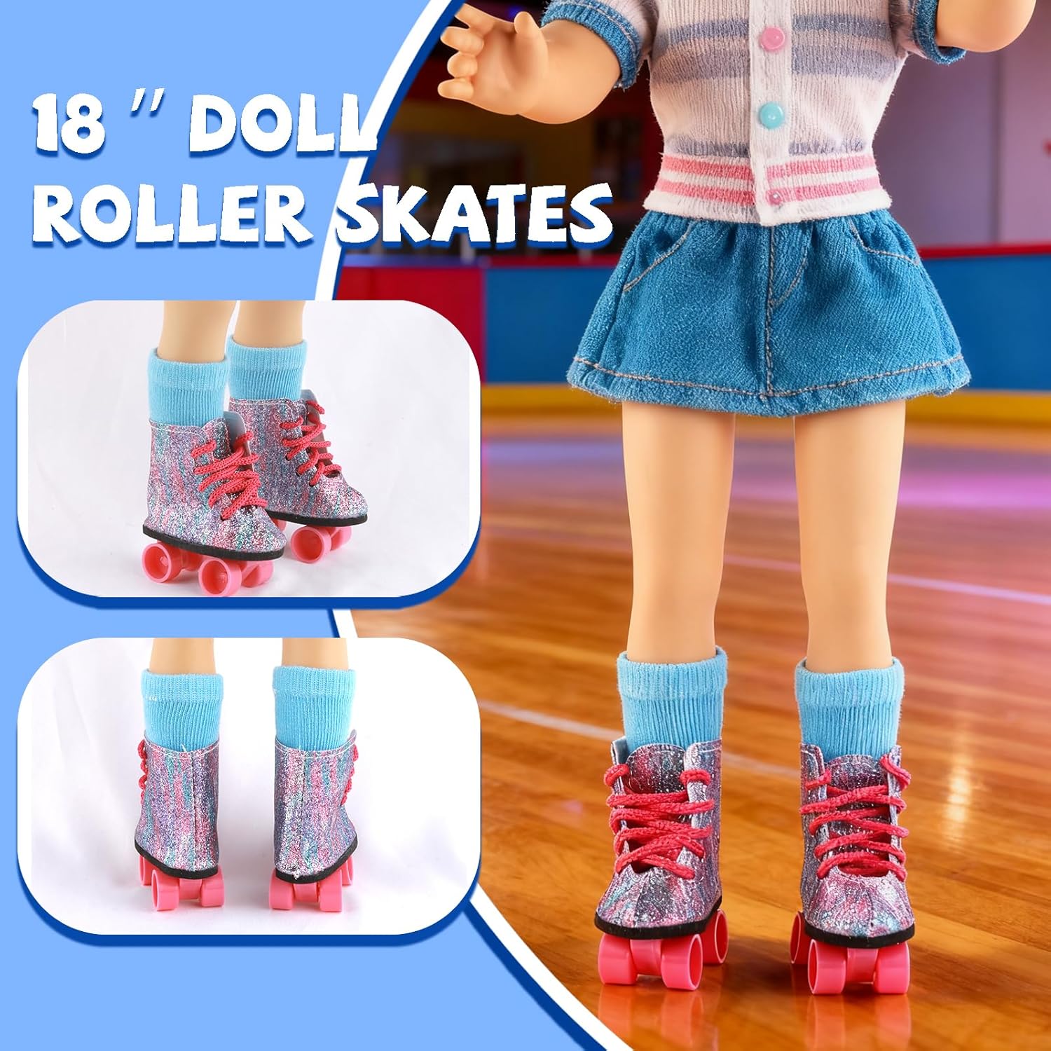 18 inch Doll Accessories, 5 Pairs of Doll Shoes+2 Pairs of Socks Fits for 18in American Doll Accessories