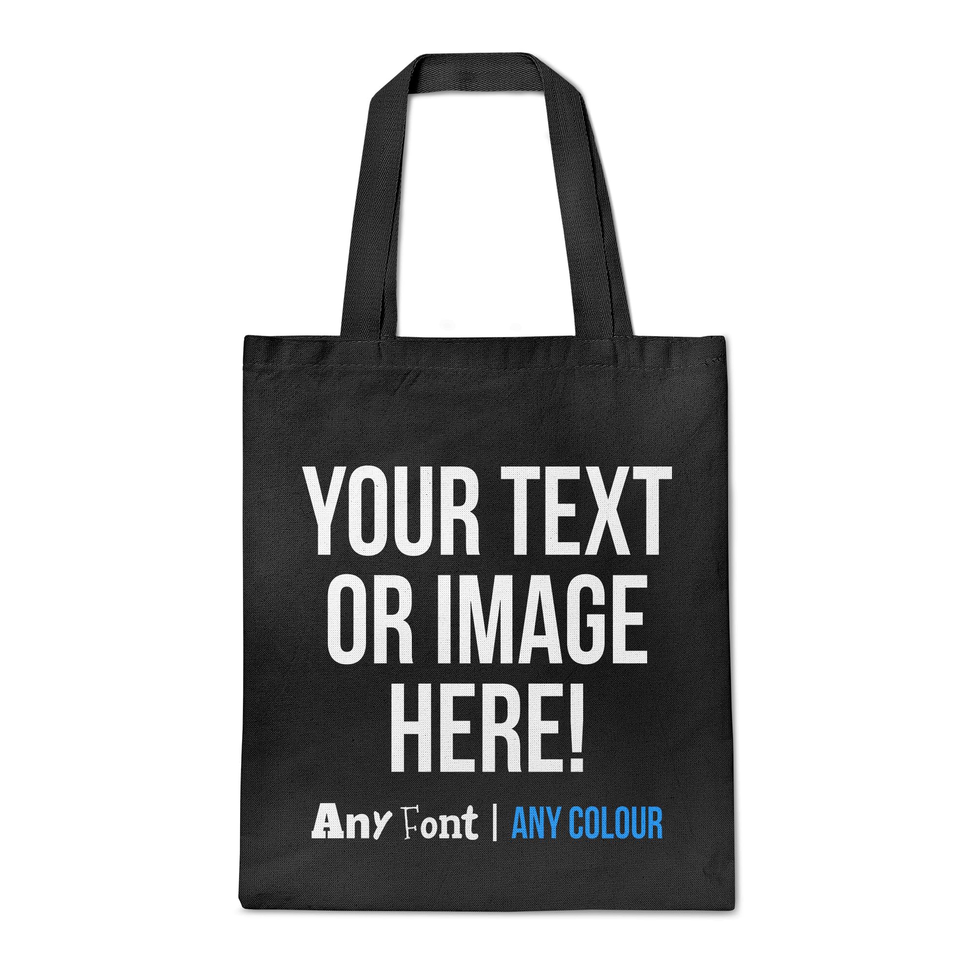 Purple Print House Personalised Tote Bag Any Text Any Image Custom Event Gift Reusable Shopping Bag, One Size, Black