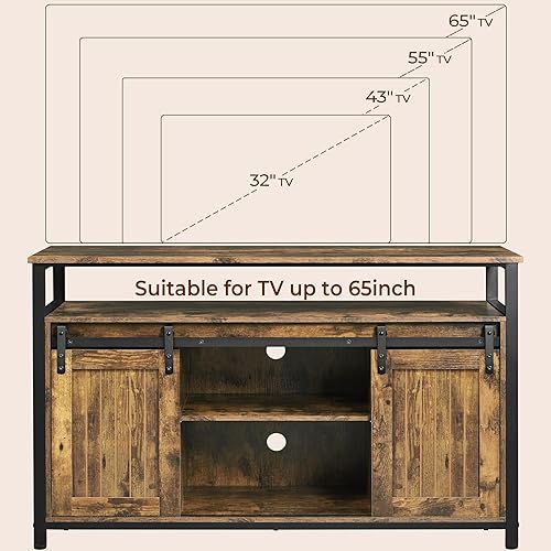 Miniatura 4 de Topeakmart Soporte de TV de granja para TV de 65 pulgadas, centro de entretenimiento alto con puertas corredizas de granero y armarios de