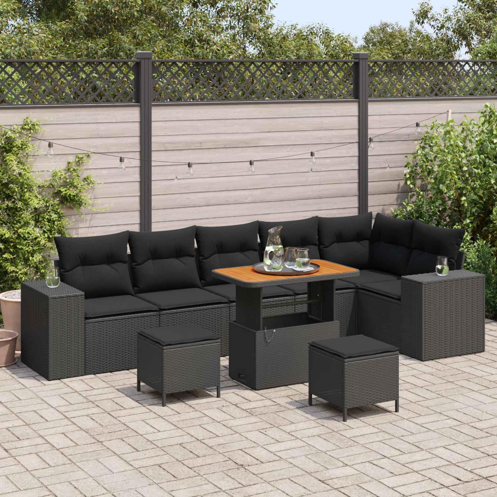 Fasba Sofá de Jardín Modular con Almacenamiento Oculto y Mesas de Acacia Espacios al Aire Libre y Familias Modelo FCZJ-3363974ES