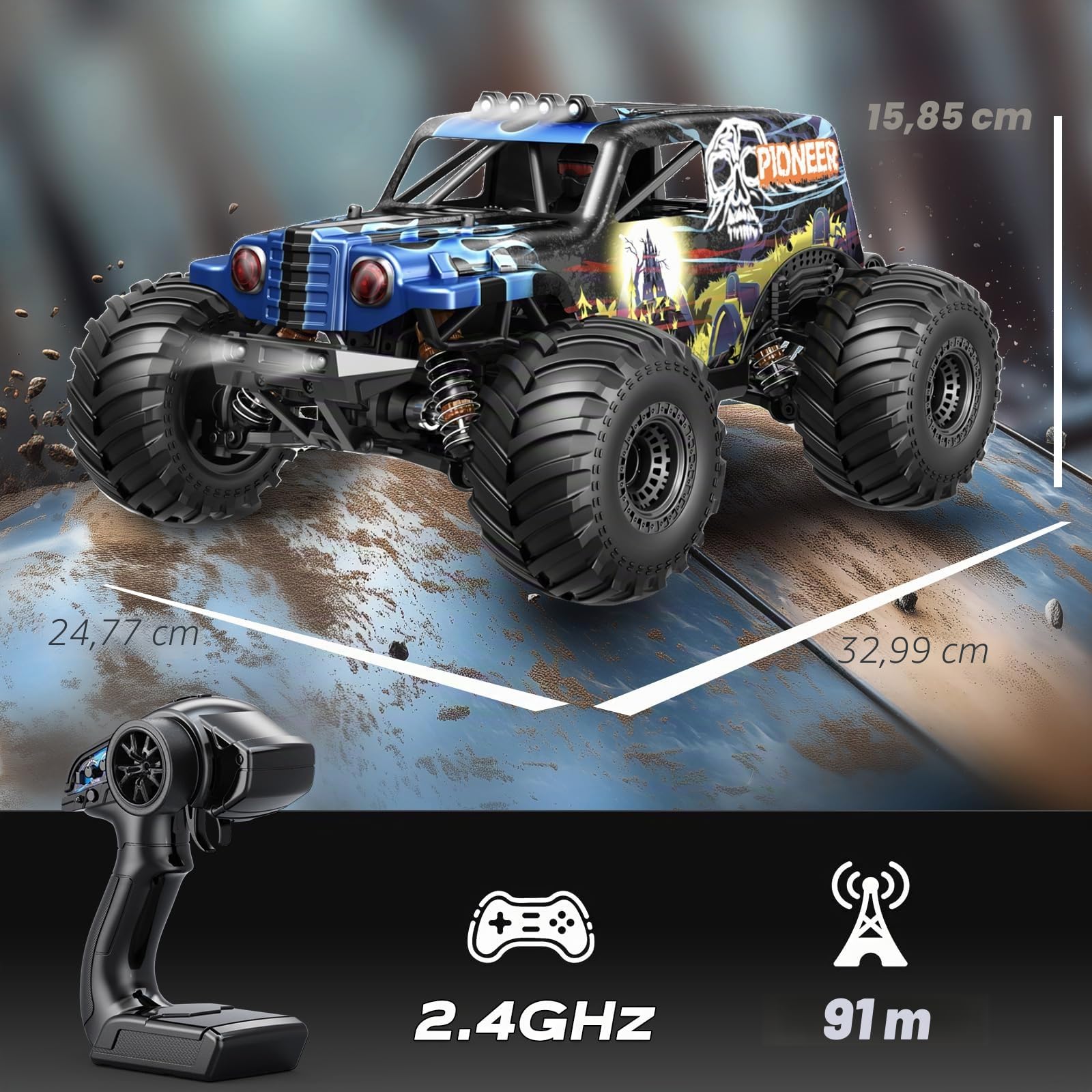 Macchina Telecomandata Professionale Brushless 1:14 per Adulti, RC Car 4WD Elettrica 68 km/h con Ammortizzatori a Olio, 2 Batterie 1500mAh, Macchina Radiocomandata Compatibile con 3S