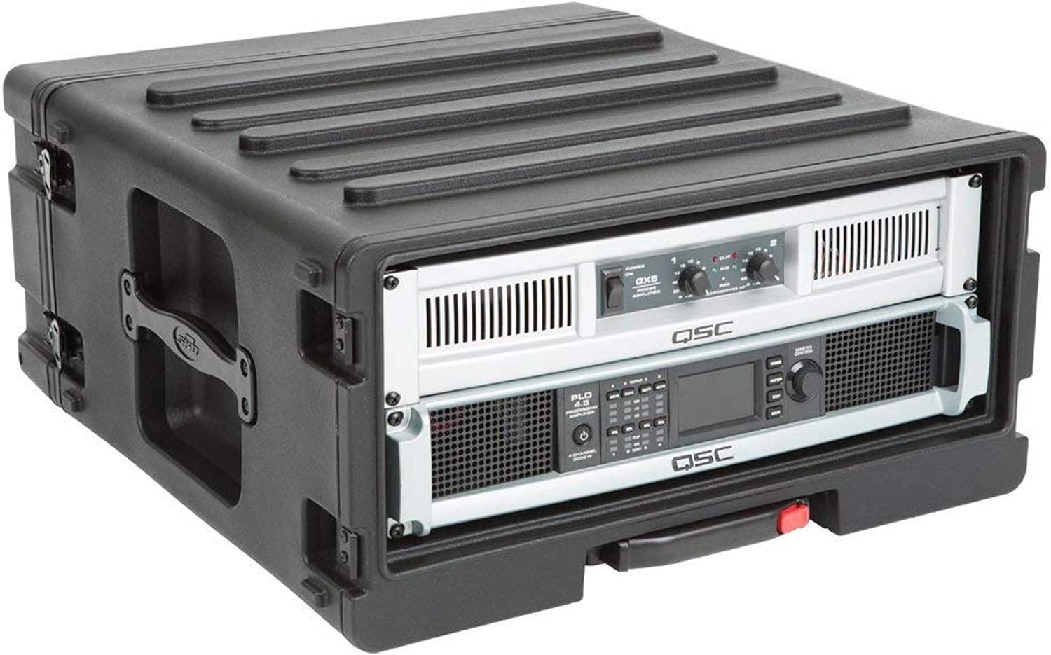 SKB Cases 1SKB-R4UW 4U Roto Rolling Rack, One-touch Pull Handle, Back Lid Mounted Wheels, Threaded Steel Rails, Rear Rack Rails Included, Waterproof Gasket, Rear Access Door