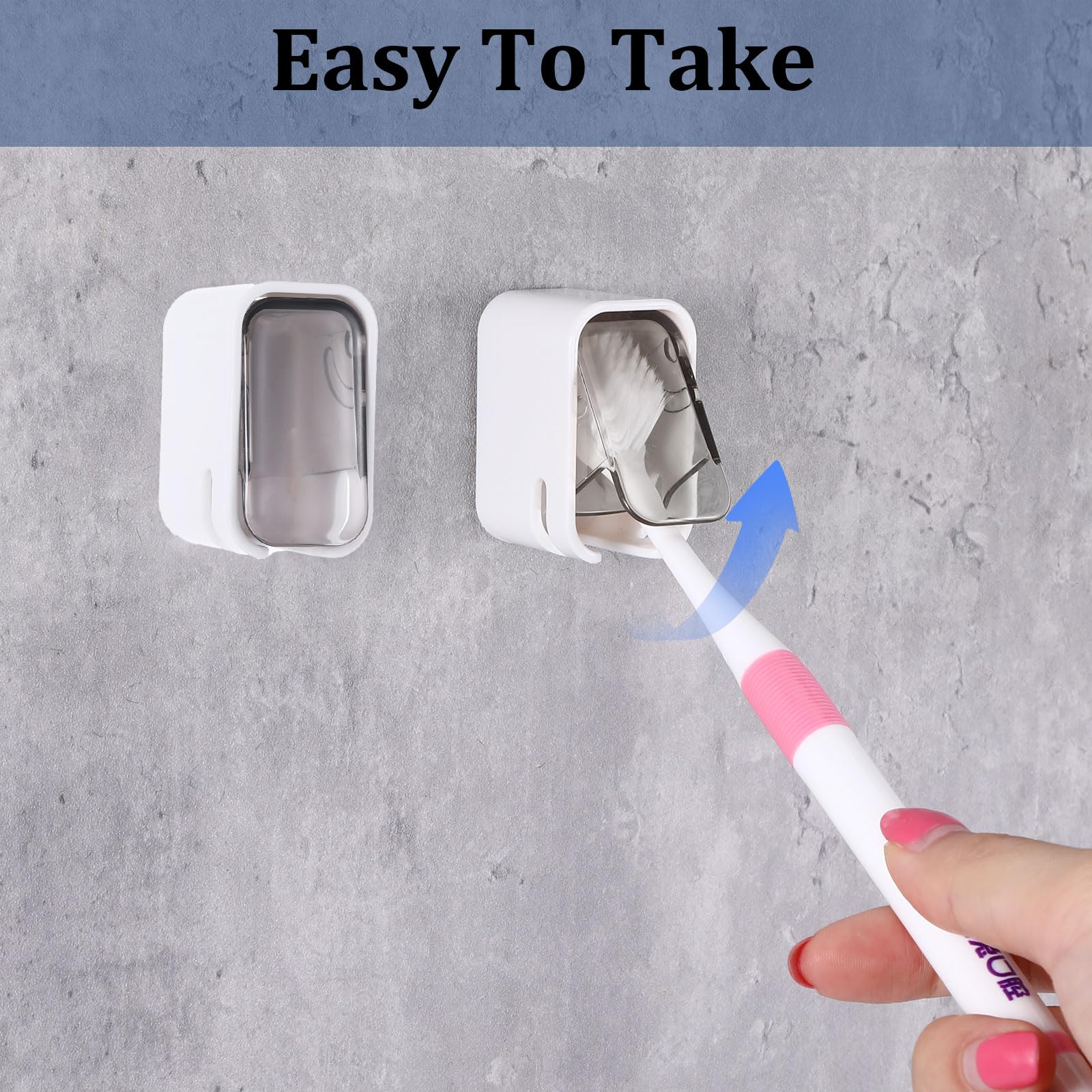 4PCS Electric Toothbrush Holder for Bathrooms, Wall Mounted Electric Toothbrush Holders with Cover, Space-Saving Dust-Proof Tooth Brush Storage Organizer for Bathroom Shower Travel Family(Grey)