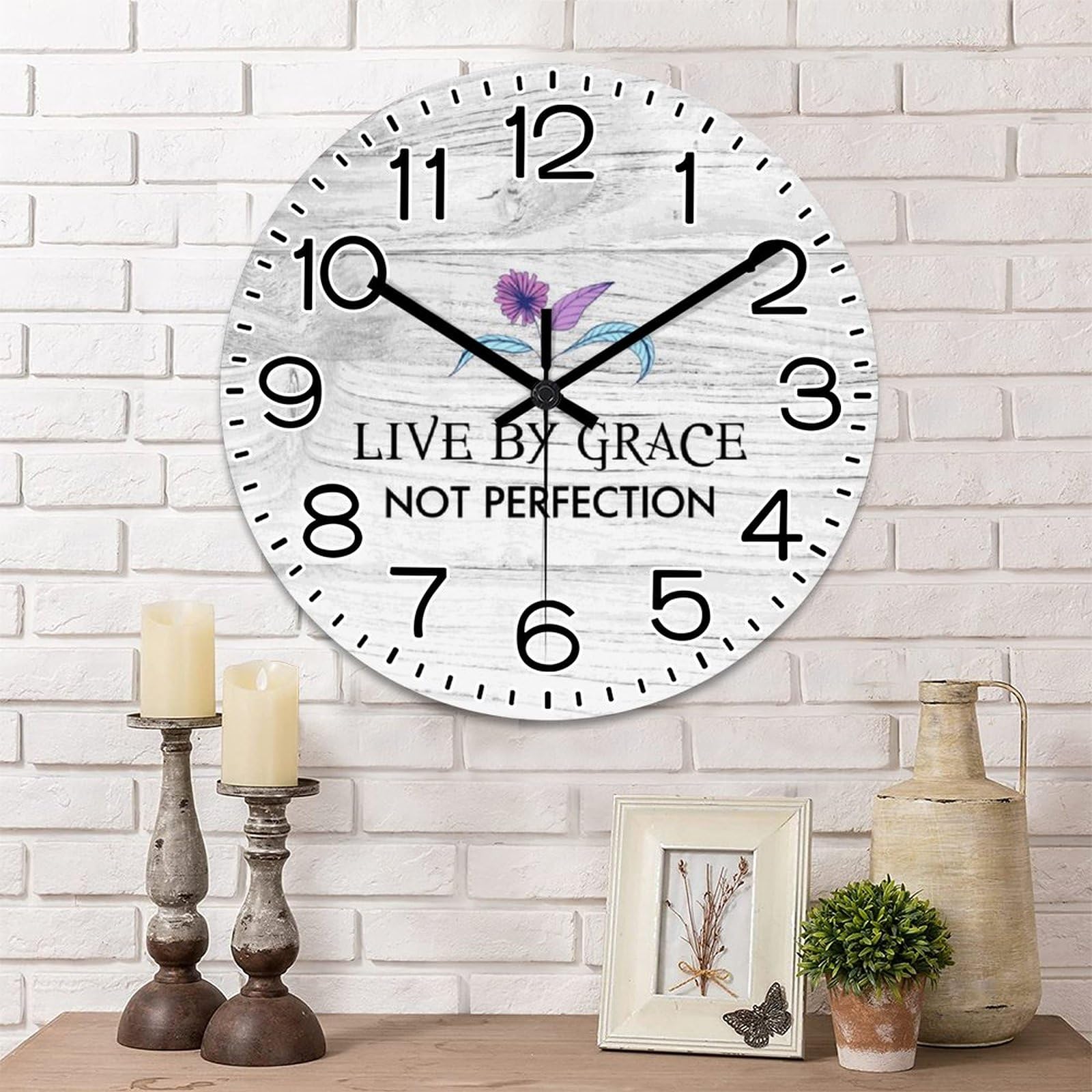 Horloge murale silencieuse en bois de 38 cm sans tic-tac pour le bureau