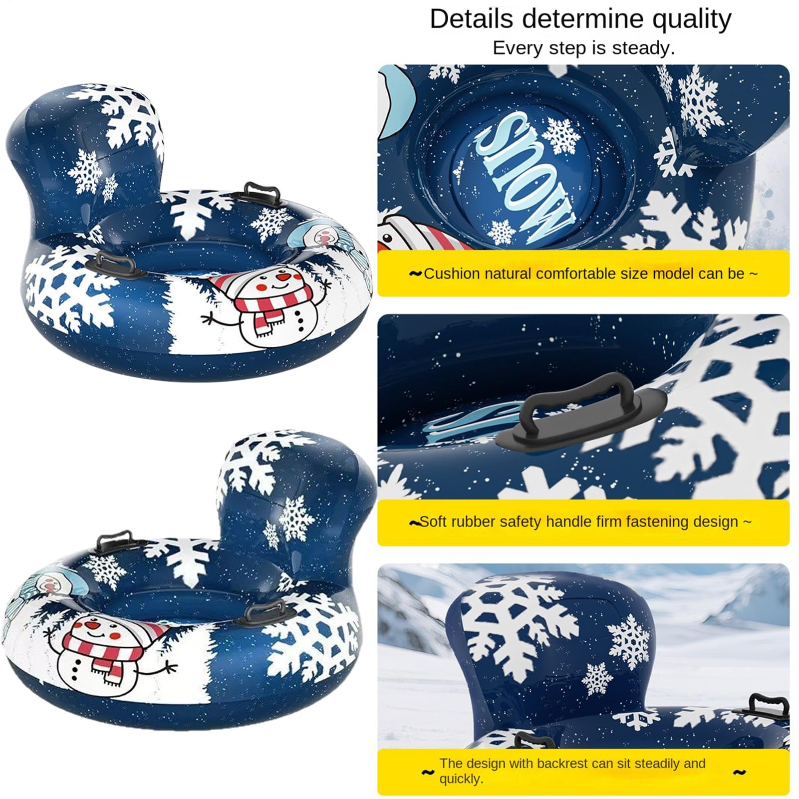 Slittino Gonfiabile per Neve Cerchio Gonfiabile Da Neve Con Maniglia | Cerchio Per Slittino All Aperto per Giardino Spiaggia Piscina Festa Inverno