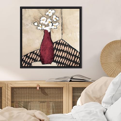Miniatura 6 de Amanti Art Framed Canvas Wall Art 22x22 Retro Red Vase by Judi Bagnato, Framed Wall Art Canvas, Abstract Artwork, Modern Decor, Medium Poster