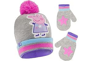 Peppa Pig Baby Winter Beanie Hat, Mittens, and Beanie Fun Gift Set For Kids