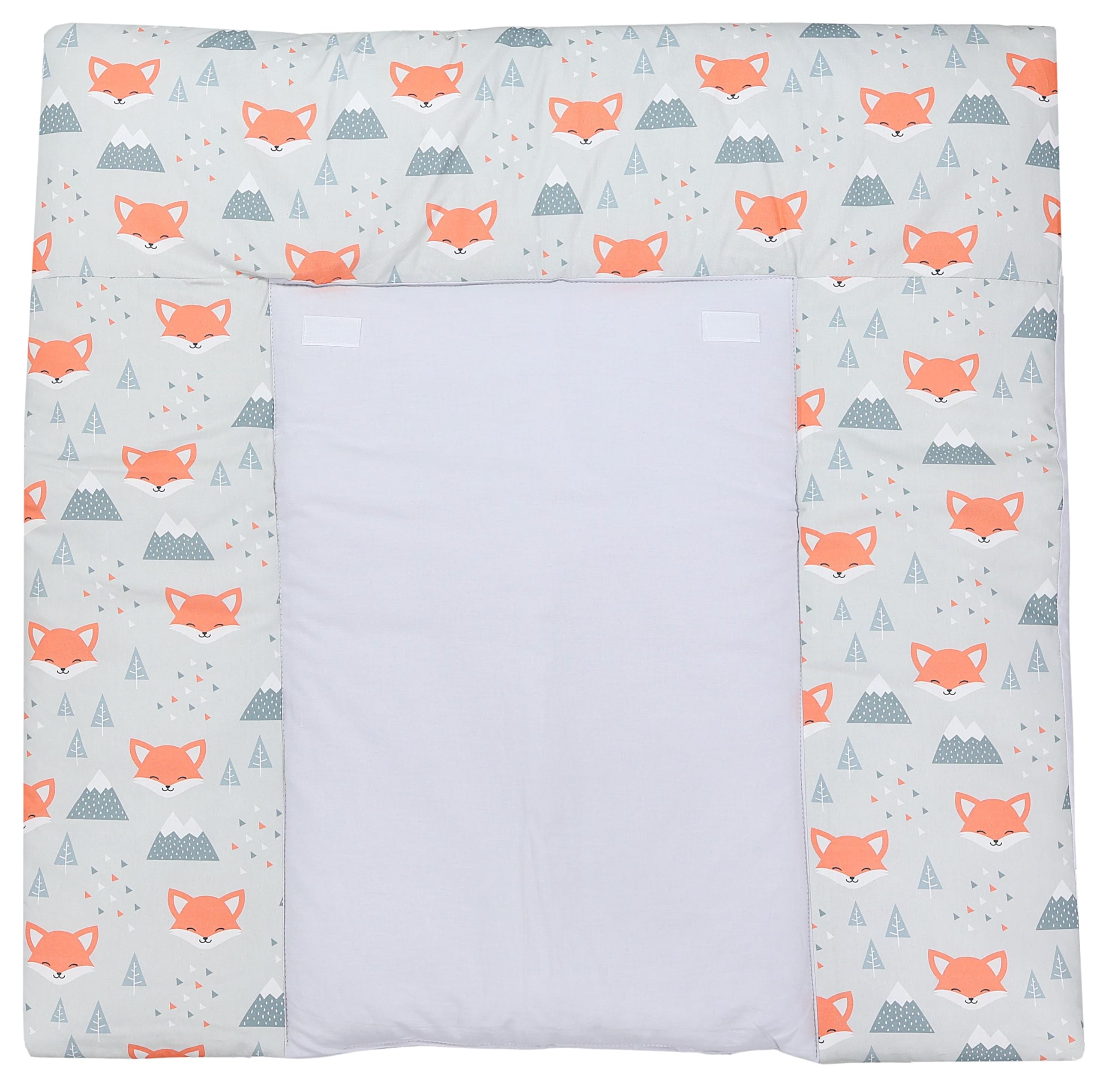TupTam Colchón para Cambiador con 2 Cubiertas de Rizo Bebé, Montañas Grey Fox, 75 x 85 cm