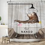 Rideaux de douche d'ours bruns mignon animal sauvage dans baignoire Rideaux en bois pour enfants Rustique ferme Woodland Barn Rideau de douche pour salle de bains Polyester tissu 72x72 1 cm