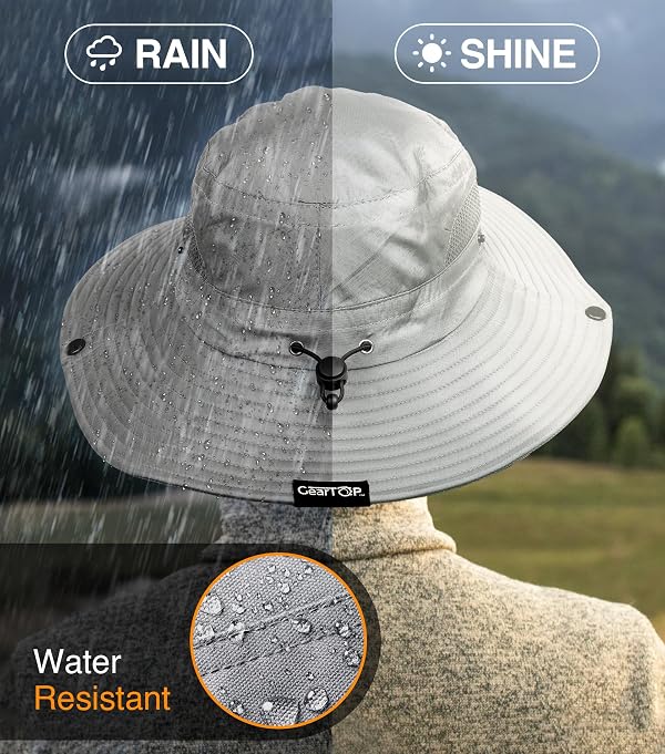 GearTOP Safari Hat for Men Sun Hats for Women UV Protection UPF 50+ Fishing, Gardening, Hiking Hat (22-23 1/2") Light Grey by GearTOP - Used condition - Image 8
