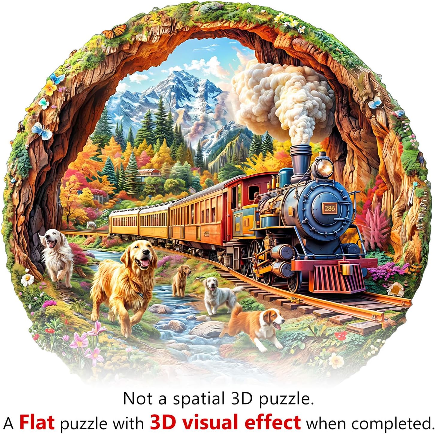 Wooden Puzzles for Adults - Racing The Train Wooden Jigsaw Puzzle, Unique Animal Shaped Wood Puzzles Adult, Christmas Birthday Gifts for Friends/Family, Home Decor 11.4"x11.2"-200pcs