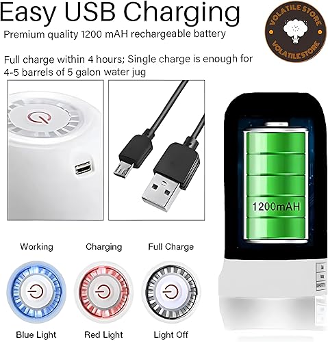 Miniatura 2 de Generic Dispensador automático de botellas de agua de 5 galones, portátil y recargable, se adapta a tarros de hasta 5 galones, sin BPA, boquilla de