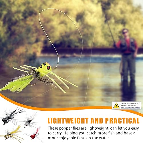 Vista 21 de Moscas para pesca con mosca, moscas secas, lubina, señuelos variados para moscas Topwater Panfish Bluegill Poppers Crappie Popping Bug Moscas, pez