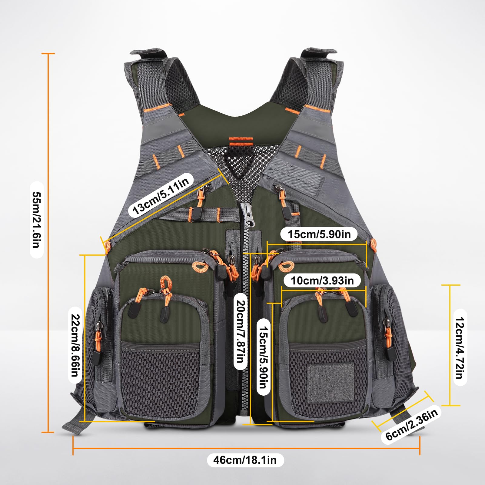 Fly Fishing Vest Oxford Cloth Adjustable Strap Breathable Multi Pockets Utility Fishing Vest for Men and Women