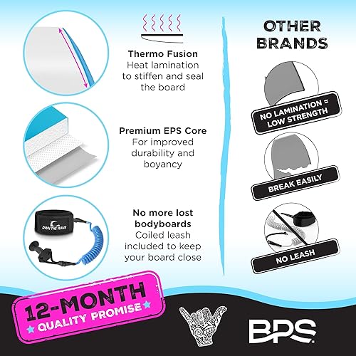 Miniatura 9 de Own the Wave Bodyboard 'Wave Weapon' con correa premium, ligero con núcleo EPS