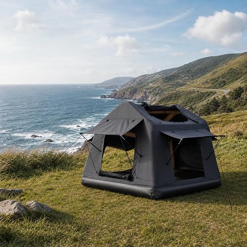 Foldable Inflatable Car Roof Top Tent, Black, 2-3 Person