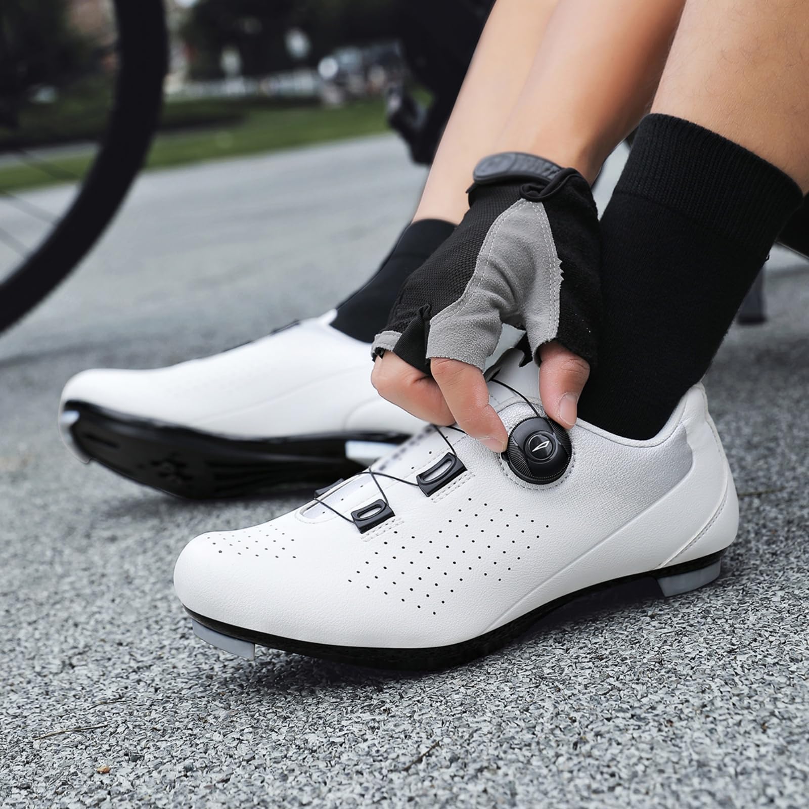 JiuQing Zapatillas Ciclismo Hombre Mujer con Calas Delta Compatibles con Peloton KEO SPD para Bicicleta Indoor Exterior Y De Carretera