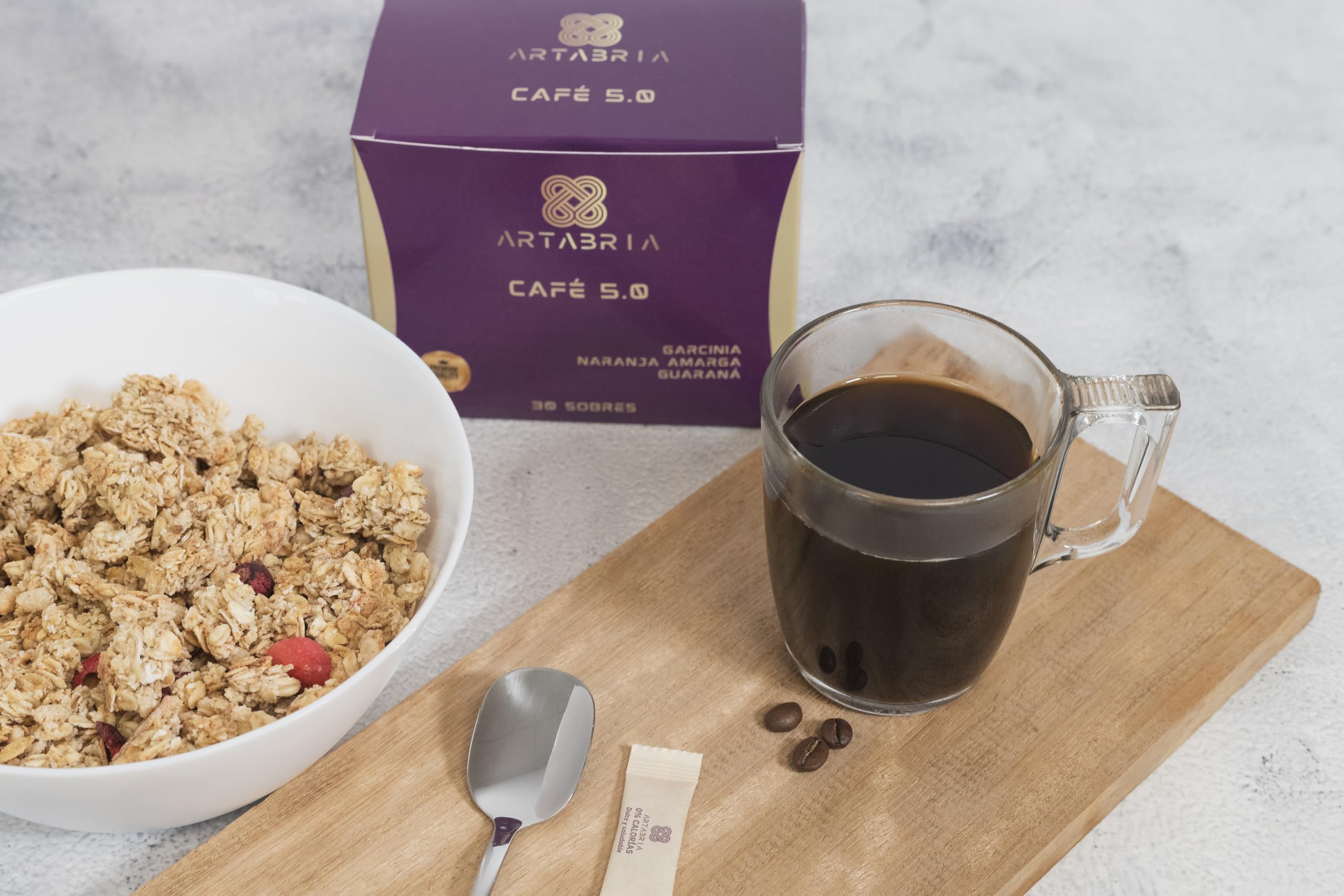 Café Funcional 5.0 | Nutracéuticos | 30 Sobres Individuales | Estimulan el Metabolismo Aumentando el Gasto Energético Cafe ARTABRIA Con Café Verde (ácido clorogénico ACG), Naranja Amarga y Guaraná