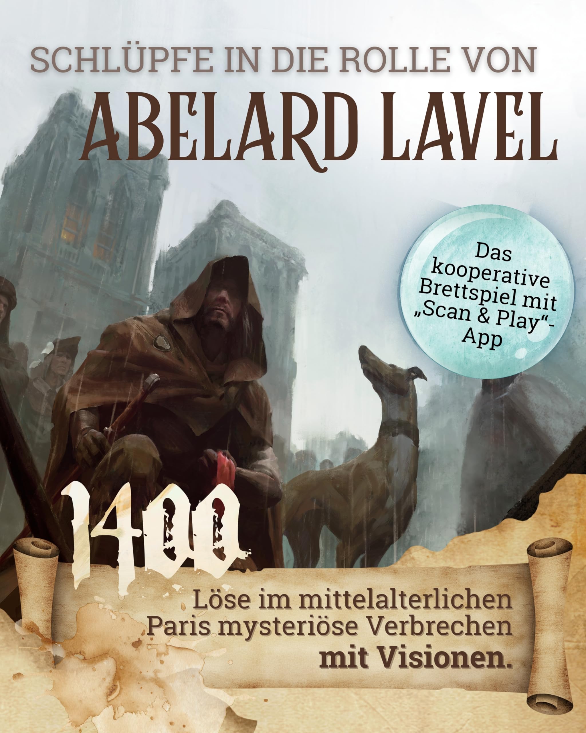 CORAX GAMES Chronicles of Crime - Millennium 1400 Brettspiel I Mittelalterliches Detektivspiel mit Visionskarten & App-Ermittlung I Narratives Krimispiel für 1-4 Spieler ab 12 Jahren
