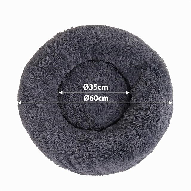 Foto 6 de 6 de lionto Cama Tipo Donut para Perros y Gatos, Cama Redonda mullida para Mascotas pequeñas y Grandes, Ø 60 cm