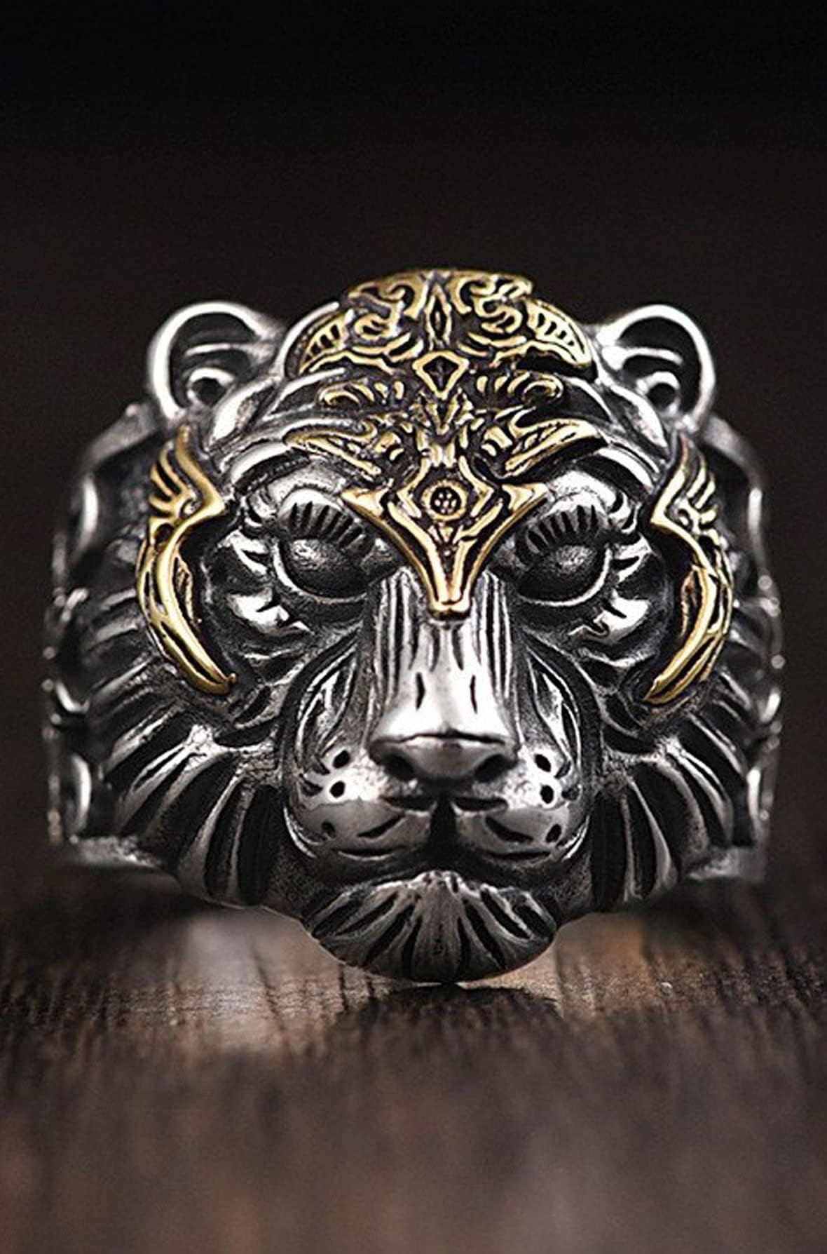 Charming Finger Ring For Men Silver King Lion Silver Plated Adjustable Stylish Silver Ring For Men Boys Girls Stainless Steel Dude Evil Eye Chain Rings for Men Boys Jewellery Love Gifts