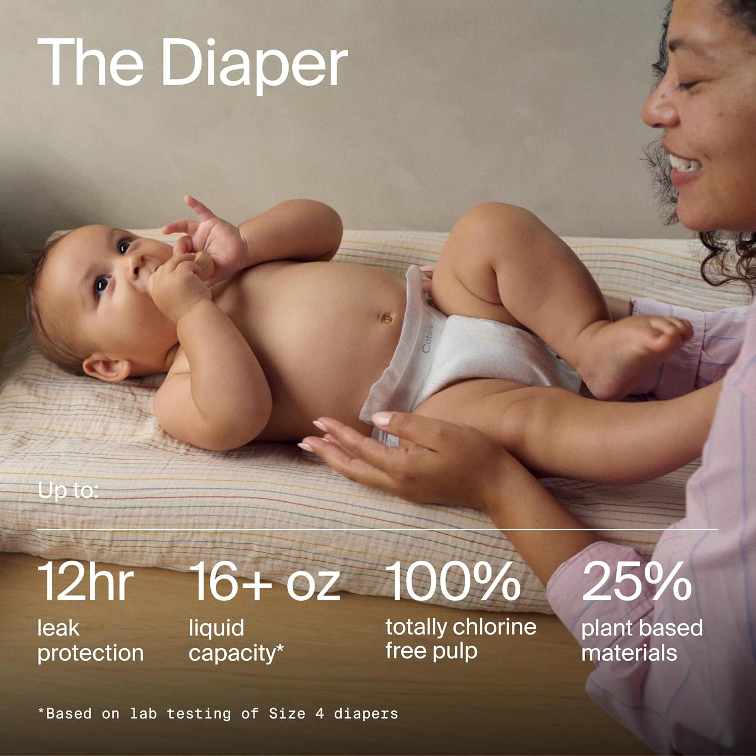 coterie baby wipes + diapers kit, size 2 diapers (186 count) & 8 pack (448 count) baby wipes with 99% water, plant based materials, hypoallergenic for sensitive skin, baby essentials